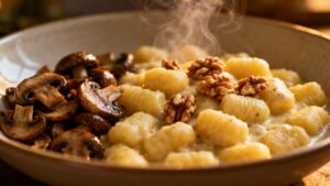 Un plat chaud, tout doux et plein de croquant : l’alliance gnocchis, champignons et noix qui fait du bien en hiver