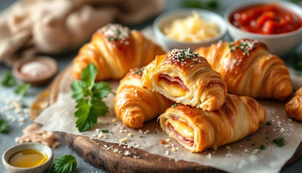 Mini croissants apéritif façon pizza : jambon-fromage et pâte feuilletée en 20 min