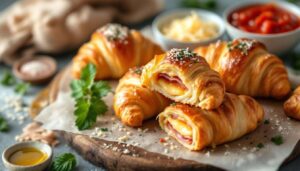 Mini croissants apéritif façon pizza : jambon-fromage et pâte feuilletée en 20 min