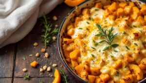 Gratin butternut-fromage frais au four : douceur fondante, herbes fraîches et crème pour réchauffer les soirs d’hiver