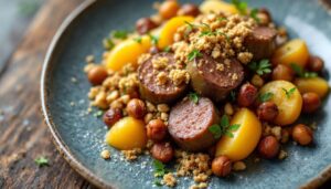 Boudin vert en crumble avec pommes et noisettes : le plat belge revisité façon bistrot français