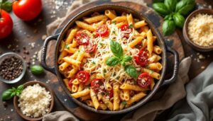 Gratin de pâtes au four façon one-pot : tout cuit dans le même plat sans casserole ni égouttage